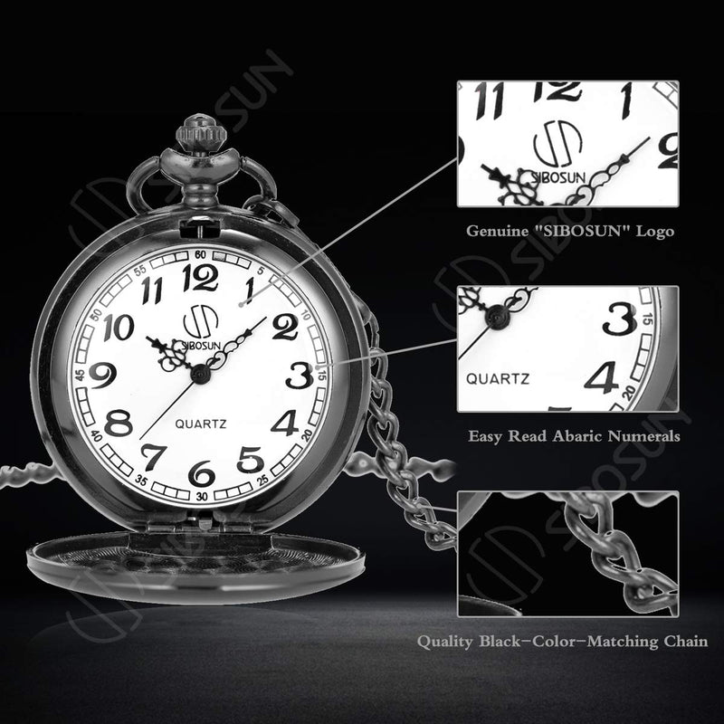 [Australia] - SIBOSUN Pocket Watch for Men Who Have Everything Birthday Gifts for Men Personalized Gifts for Husband Boyfriend (King) Engraved Black 11 Brother, Black 