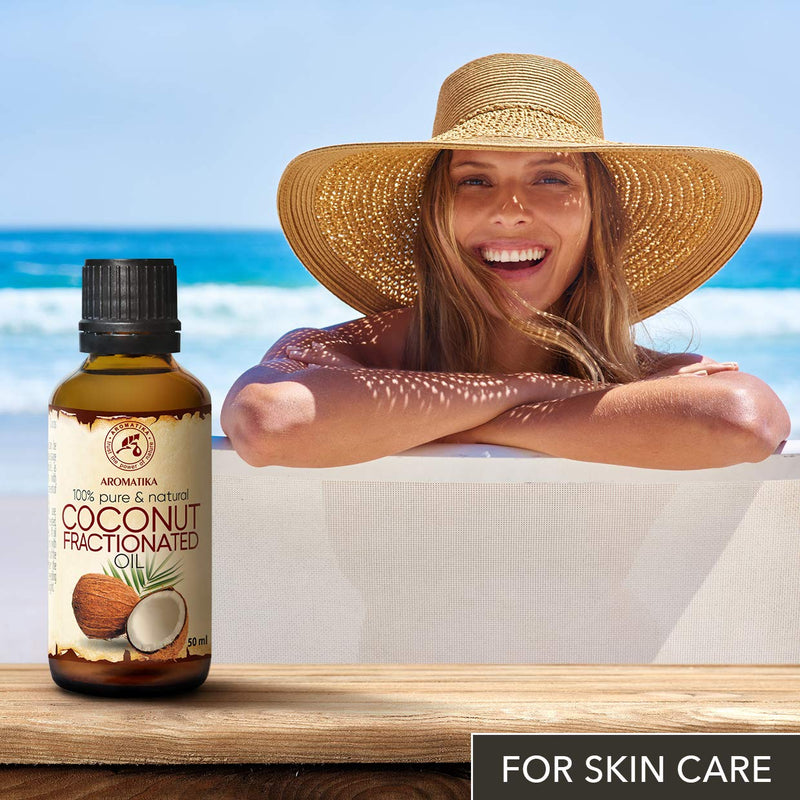 [Australia] - Coconut Oil 50ml - Cocos Nucifera Oil - Germany - 100% Pure & Natural Fractionated Coconut Oils Odourless - Best Benefits for Hair - Skin - Body - used for Massage - Glass Bottle 