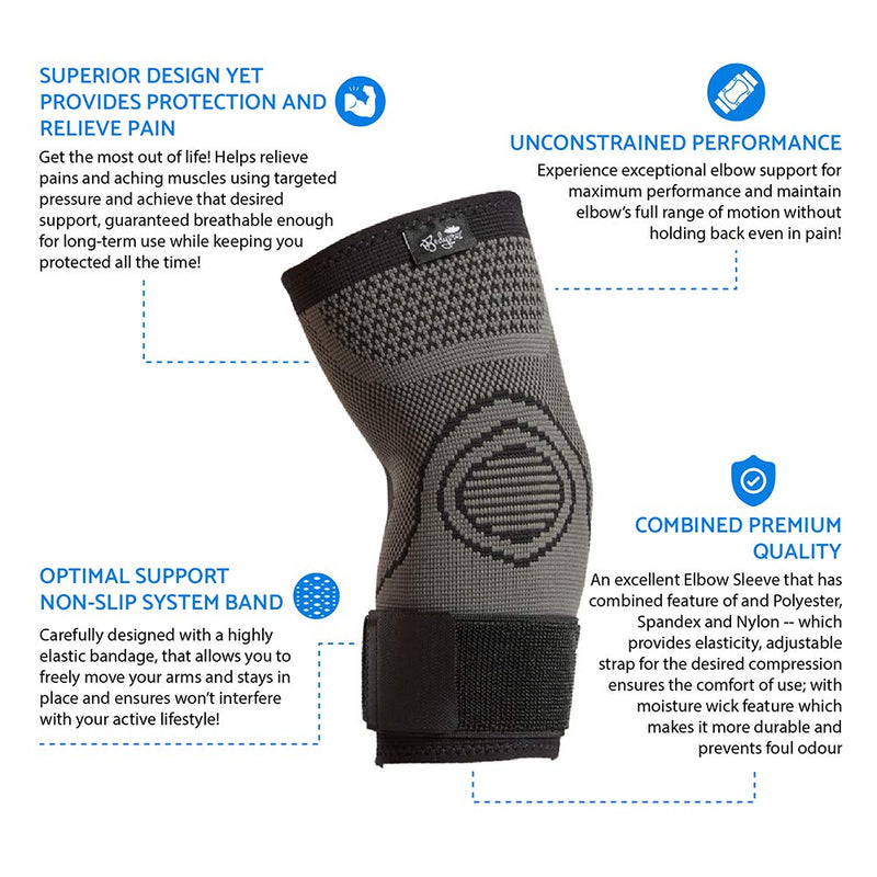 [Australia] - Elbow Brace with Strap for Tendonitis 2 Pack, Tennis Elbow Compression Sleeves, Golf Elbow Treatment Medium (Pack of 2) 