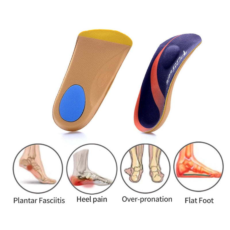 [Australia] - PCSsole 3/4 Length Comfort Orthotic Shoe Inserts for Flat Feet ,Plantar Fasciitis, Heel Spur ,Heel Pain ,Mild Arch Support Memory Foam Insoles for Men and Women (L:(Men9-11/Women10-12)) 