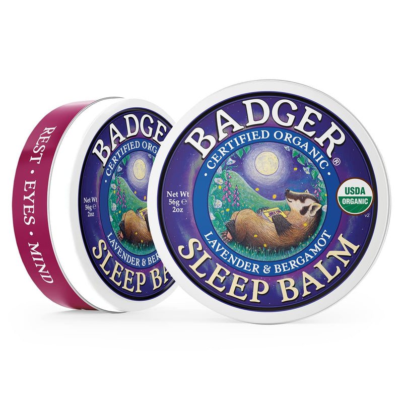 [Australia] - Badger Sleep Balm, Softens Skin Whilst Soothing The Mind, for a Blissful Nights Sleep Rub on The Temples or Pulse Points, Lavender and Bergamot Scent with Added Essential Oils, 56g 56 g (Pack of 1) 