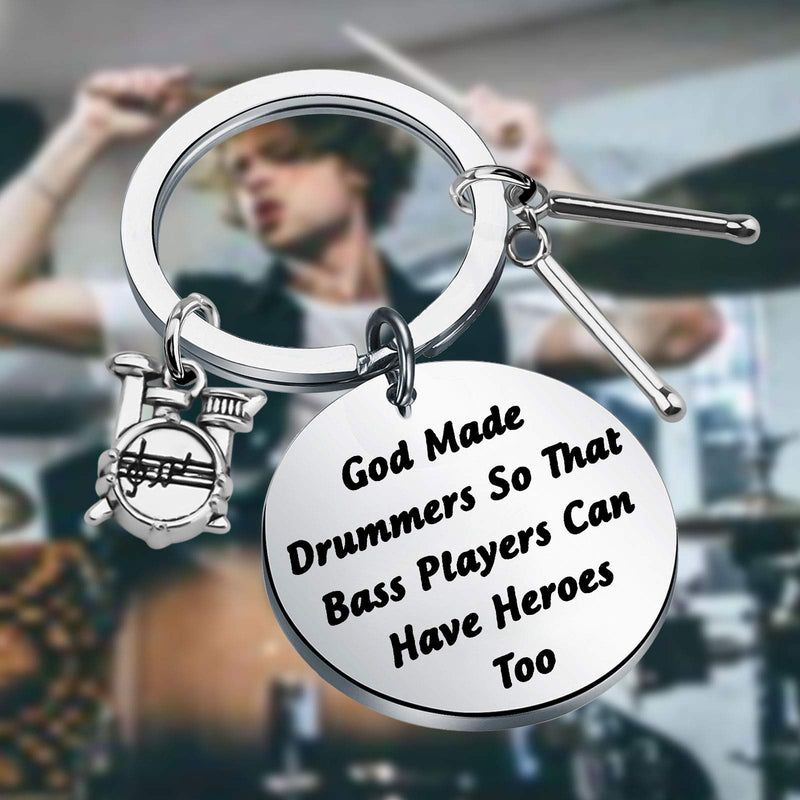 [Australia] - CENWA Drummer Gift Drummer Keychain God Made Drummers So That Bass Players Can Have Heroes Too Keychain God Made Drummers K 