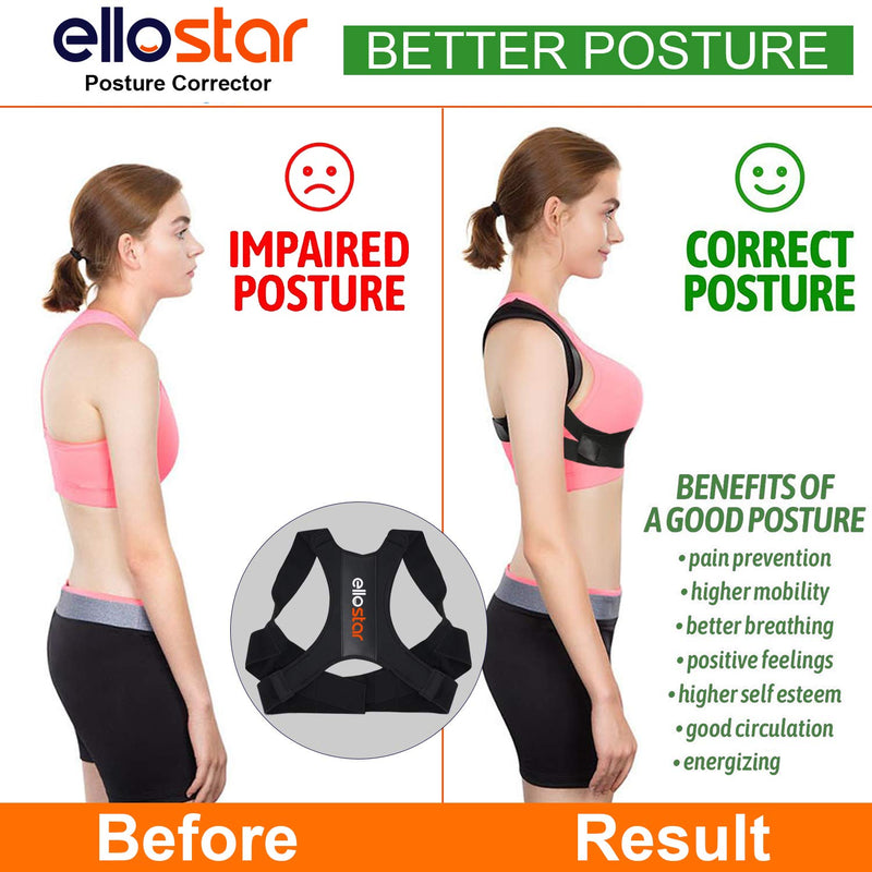 [Australia] - ellostar Back Brace Posture Corrector for Women and Men, Lumbar Shoulder and Back Straightener Posture Improvement Pain Relief (Medium) Lower Chest 27 -33 Inch Medium 
