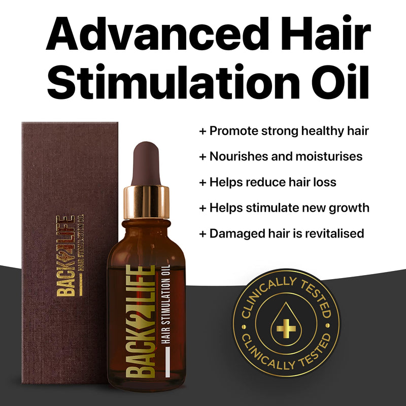 [Australia] - Back2Life 100% Natural Hair Stimulation & Beard Growth Oil-Get Rid of Patchy Beards & Hair-Beard serum to Moisturise, Hydrate & Condition-Repair & Rebalance Your Scalp & Regrow your Head & Beard Hair 