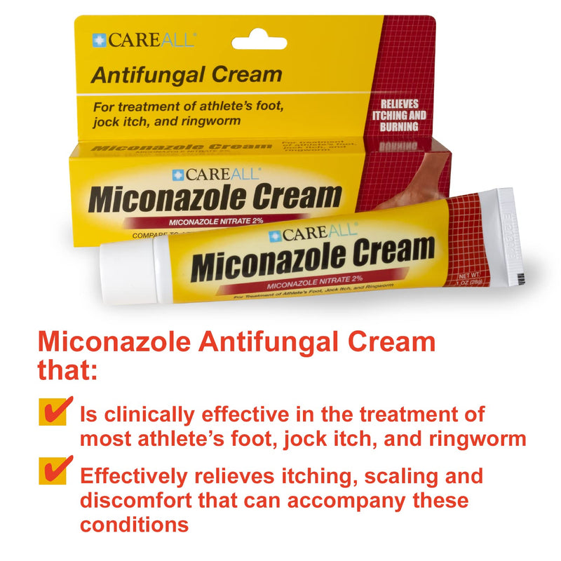 [Australia] - (4 Pack) CareALL® 1.0 oz. Antifungal Miconazole Nitrate 2% Cream, Compare to Leading Brand, Cures Most Athlete’s Foot, Jock Itch, Ringworm 1 Ounce (Pack of 4) 