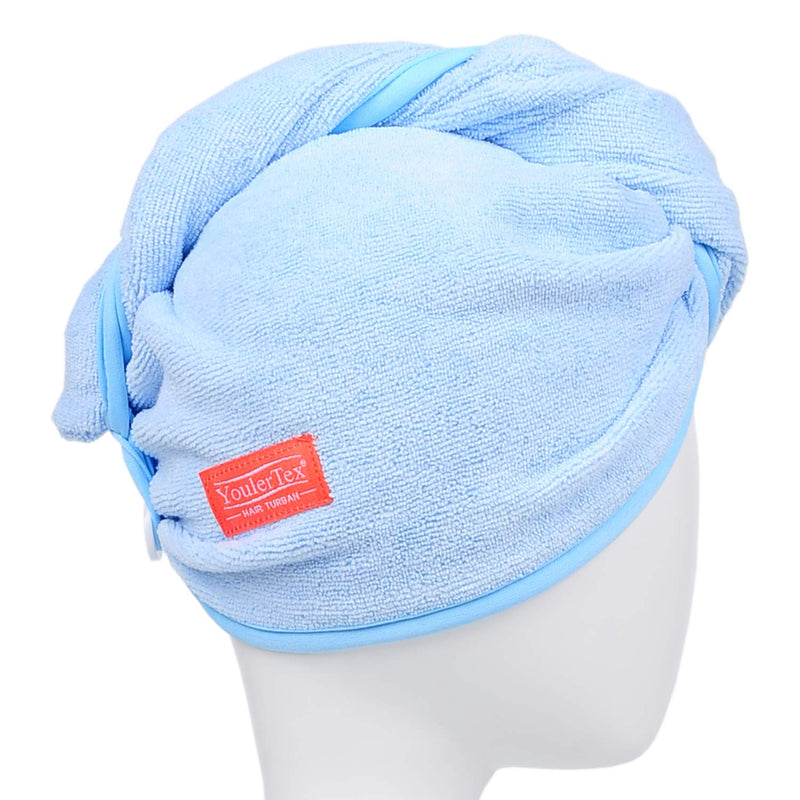 [Australia] - YoulerTex Microfiber Hair Towel Wrap for Women, 2 Pack 10 inch X 26 inch, Super Absorbent Quick Dry Hair Turban for Drying Curly, Long & Thick Hair (Blue) … Blue 