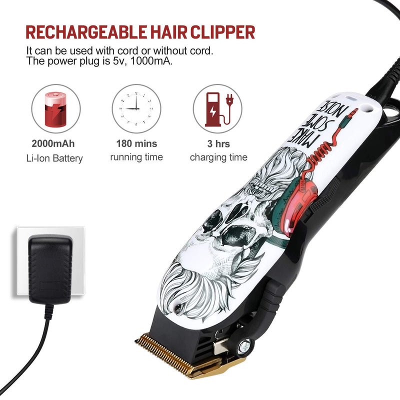 [Australia] - Professional Hair Clipper, HONGNAL 2-Speed Cordless Hair Cutting Kit 5500RPM, 2000mAh Rechargeable Battery with 8 Attachment Guards, Precise Stainless Steel Cutting Blade … 