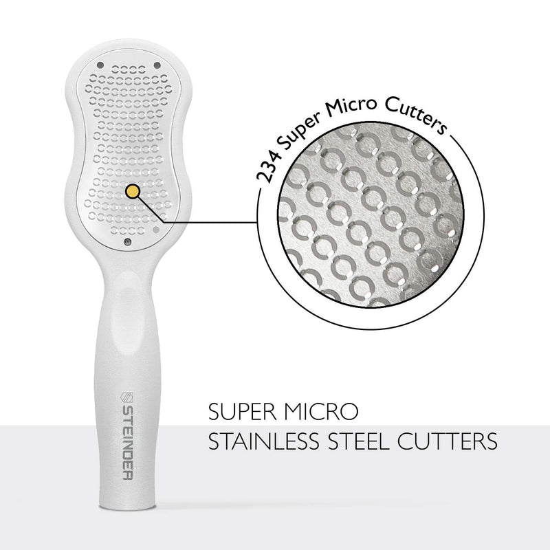 [Australia] - Steinder Foot File for Hard Skin Remover, Foot Scrubber Scraper, Feet Pedicure Kit, Foot Grater, Heel File, Foot Care Kit - White 