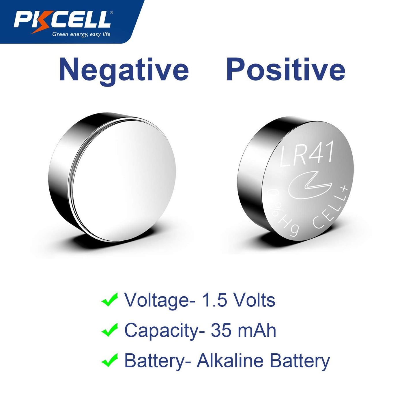 PKCELL AG3 1.5V Battery LR41 392 384 192 Button Alkaline Cell for
