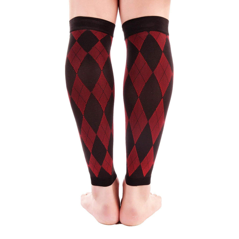 [Australia] - Doc Miller Calf Compression Sleeve for Men & Women - Fast Leg Pain Relief from Shin Splints, Varicose Veins - All Day Calf Support for Running, Travel & Everyday Use Black.Red Large 