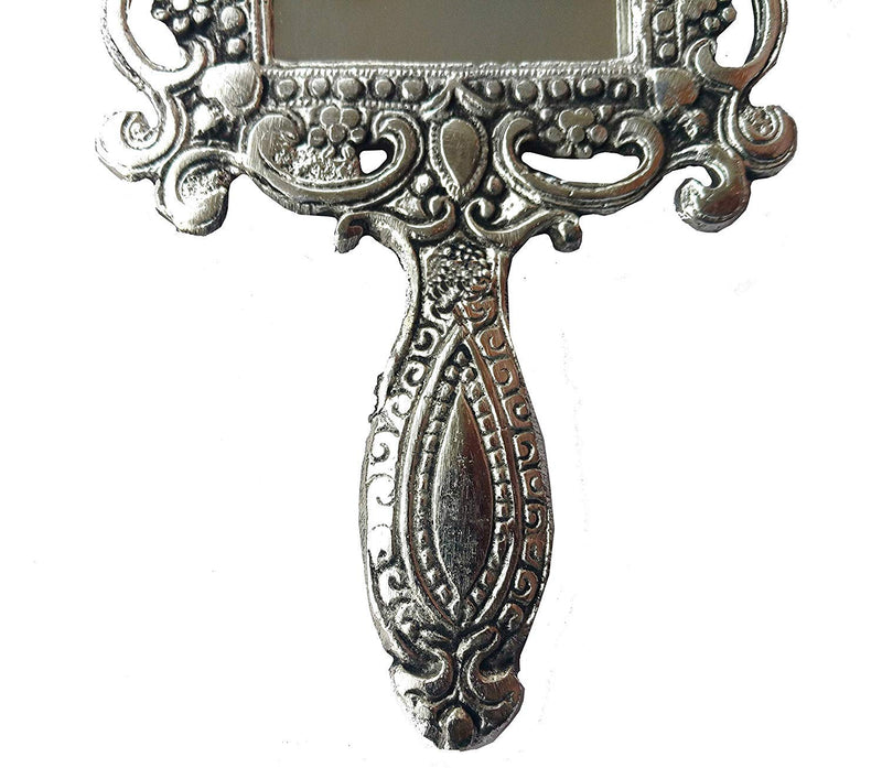 [Australia] - Rastogi Handicrafts German Silver Tone Purse Mirror Hand Mirrors Lovely Antique Actress Mack-up kit 