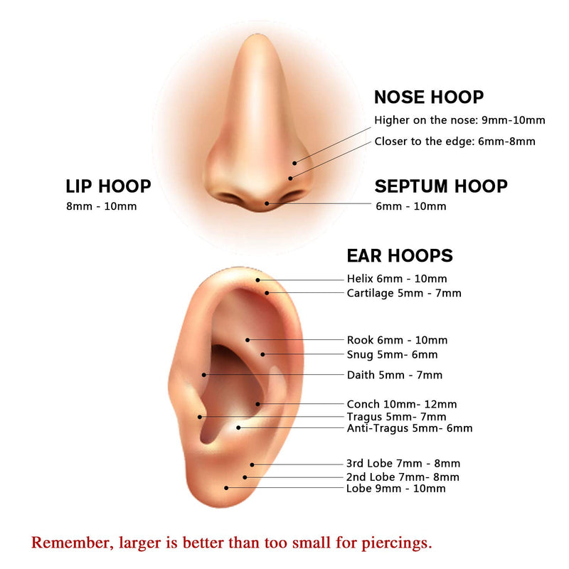 [Australia] - AROWRO Helix Rook Earrings Nose Hoop Sleeper Earring 316L Surgical Steel 16G 8mm 10mm Daith Cartilage Tragus Piercing Jewelry Septum Clicker A-black 16G 10mm 