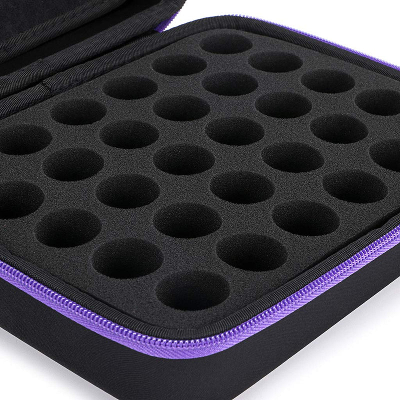 [Australia] - Hipiwe Hard Shell Essential Oil Carrying Case 30 Bottles EVA Essential Oils Storage Bag - Perfect for doTerra and Young Living Oils with Foam Insert (Black + Purple) 