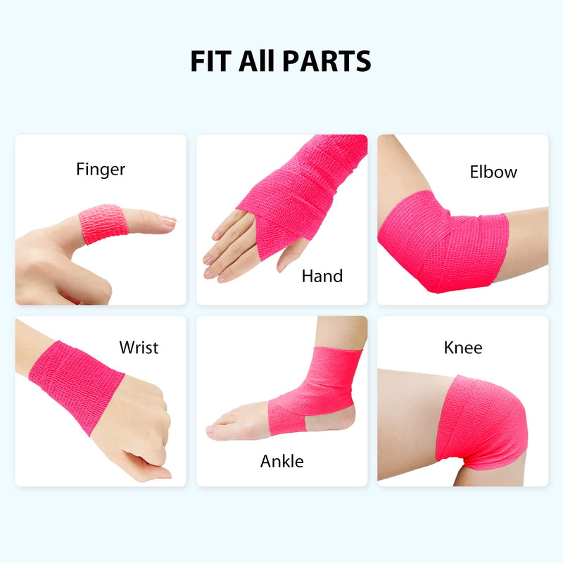 [Australia] - FriCARE Nonwoven Self-Adhesive Bandage, Self-Adherent Cohesive First Aid Medical Wrap, Elastic Athletic/Vet Tape for Wrist 2 Inches Wide 2 Inch x 5 Yards Pink 