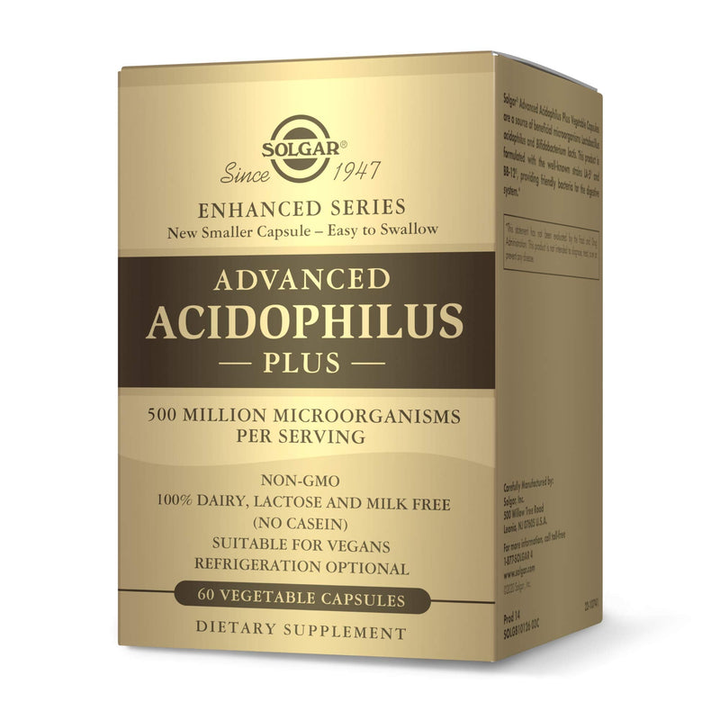 [Australia] - Solgar Advanced Acidophilus Plus Vegetable Capsules - Pack of 60 - Supports Digestion - Maintain Healthy Bacteria Levels - Vegan and Gluten Free 60 Count (Pack of 1) 