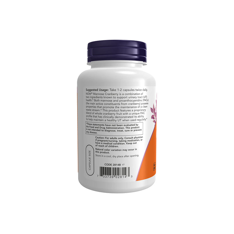 [Australia] - NOW Supplements, Mannose Cranberry, Dual Action Formula*, Clinically Evaluated, Urinary Tract Health*, 90 Veg Capsules 