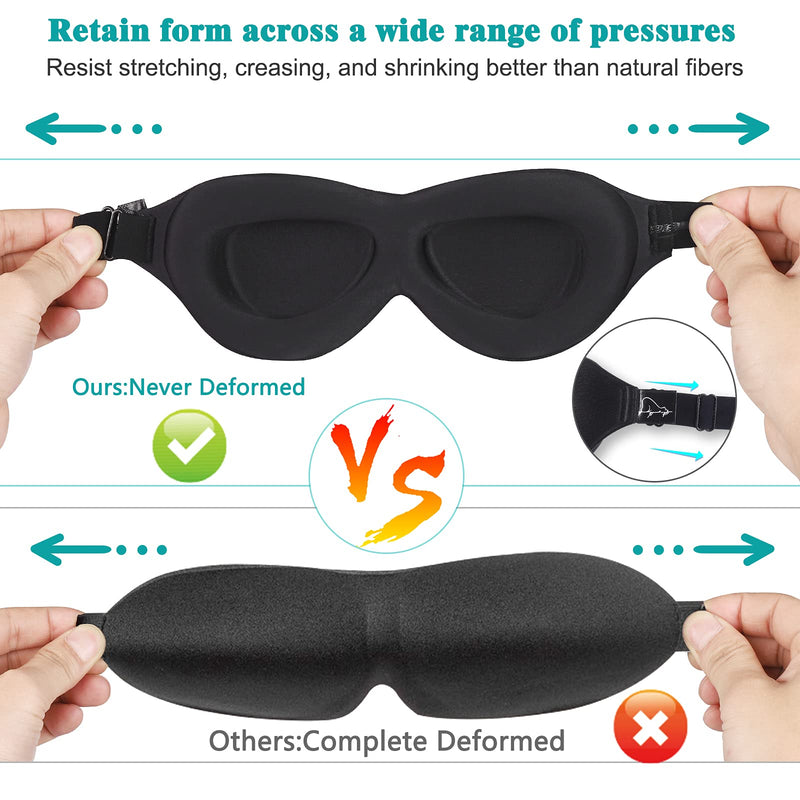 [Australia] - ALASKA BEAR Sleep Mask for Lash Extensions Deep and Wide Molded Eye Cups 3 D Blackout Mask for Women Protecting Long Eyelashes, Black 