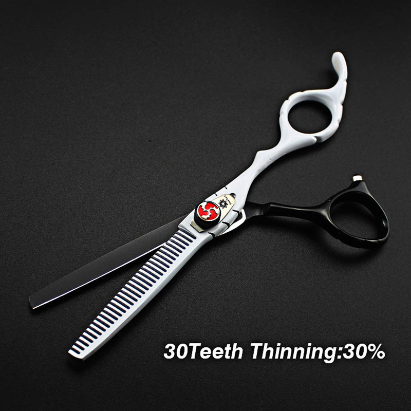 [Australia] - 6.0" Professional Hairdressing Cutting Shear Set - Salon Hair Thinning Scissor Kit for Barber - by Dream Reach (White) Black & White 