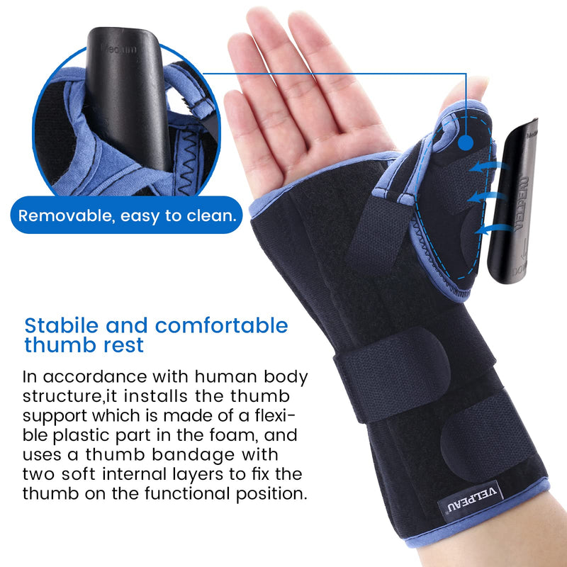 [Australia] - VELPEAU Wrist Brace with Thumb Spica Splint for De Quervain's Tenosynovitis, Carpal Tunnel Pain, Stabilizer for Tendonitis, Arthritis, Sprains & Fracture Forearm Support Cast (Regular, Left Hand -M) Medium (Pack of 1) Regular-left Hands 