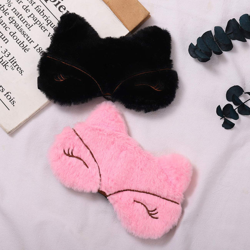 [Australia] - Laahoem Animal Sleep Eye Mask Cute Funny 3D Soft Fluffy Cartoon Eye Mask for Sleeping Travel Breathable Eyeshade Mask Kids Adult Women Fox Black 