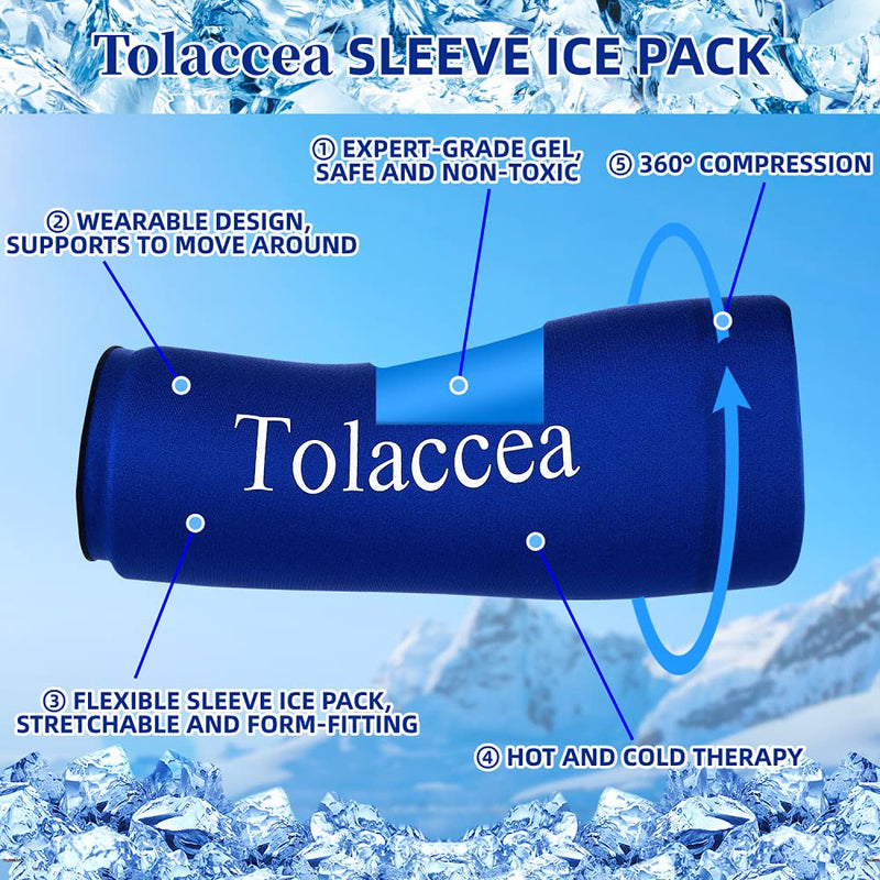 [Australia] - Tolaccea Hot & Cold Therapy Flexible Ice Packs Cold Therapy Compression Sleeve Reusable Gel Pack for Injury Cold Wrap for Knee Calf Elbow Blue Medium(13''-16'') 