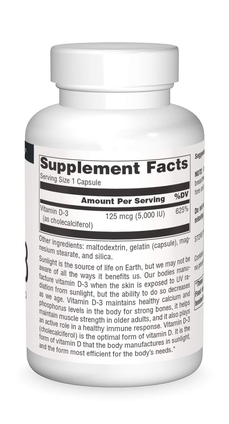 [Australia] - Source Naturals Vitamin D-3 5000 iu Supports Bone & Immune Health - 240 Capsules 240 Count (Pack of 1) 