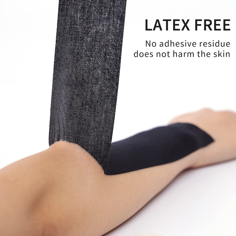 [Australia] - Lobtery Kinesiology Tape (3 Uncut Rolls) Waterproof Athletic Tape Sports for Knee Shoulder and Elbow, Kinesio Tape for Pain Relief, Latex Free, 2 inch x 16.4 feet Roll, Black 