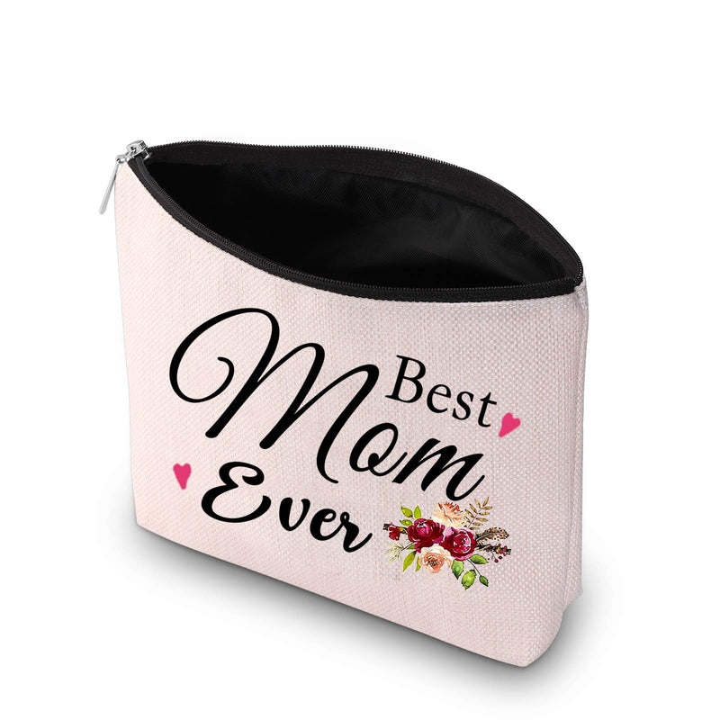 [Australia] - PXTIDY Best Mom Ever Makeup Bag,Best Mom Gifts,Mother Cosmetic Bag,Mother's Day Gift, Cosmetic Bag for Mom,Travel Makeup Pouch (beige) beige 