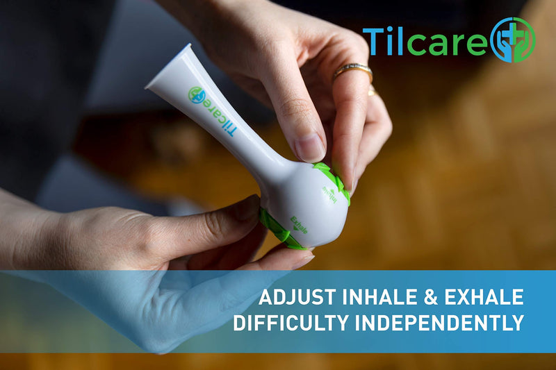 [Australia] - Inspiratory Expiratory Muscle Trainer by Tilcare - Perfect Breathing Exercise Device for Developing Strong Lungs - Lung Expander Exerciser That is a Great Drug-Free Therapy for COPD, CHF, or Dysphagia 