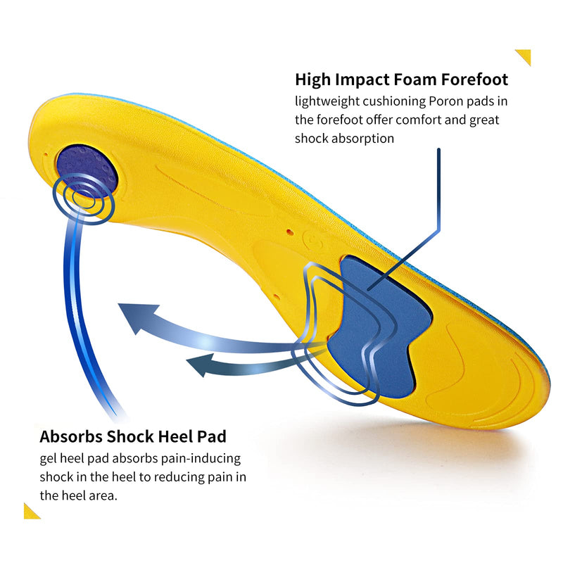 [Australia] - Walkomfy Pain Relief Orthotics,Plantar Fasciitis High Arch Support Insoles for Women Men,Orthotic Shoe Inserts for Flat Feet,Metatarsalgia,Heel Pain,Work Boots Running Gel Insoles for Standing All Day Blue L (Men 10-11.5/Women 12-13.5) 