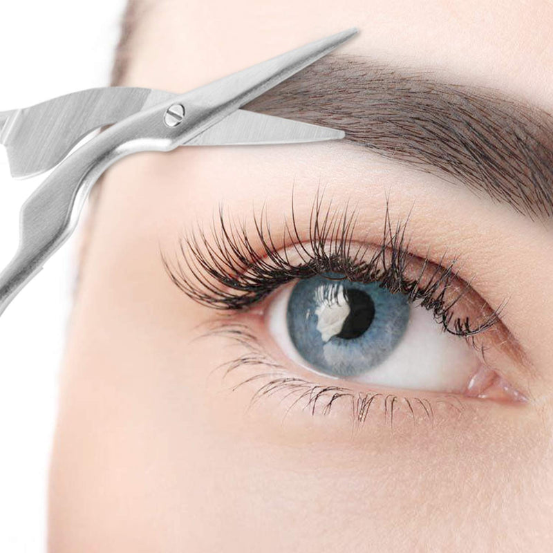 [Australia] - Nose Hair Scissors+Curved Stainless Steel Brow Shaping Scissors (3.5 In) and Spoolie Brush (4 In) with White Case - Perfect for Eyebrow Grooming, Shaping and Trimming 