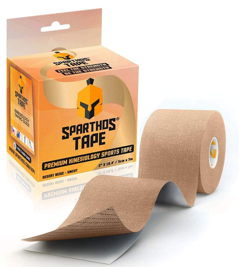 [Australia] - Sparthos Kinesiology Tape [Desert Beige - 16.4ft Uncut Roll] x Ice Packs for Injuries [Size Medium + Cover] 