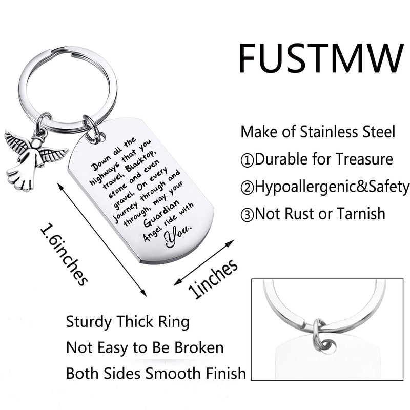 [Australia] - FUSTMW Drive Safe Keychain New Driver Gifts Dad Boyfriend Gifts May Your Guardian Angel Ride with You silver 