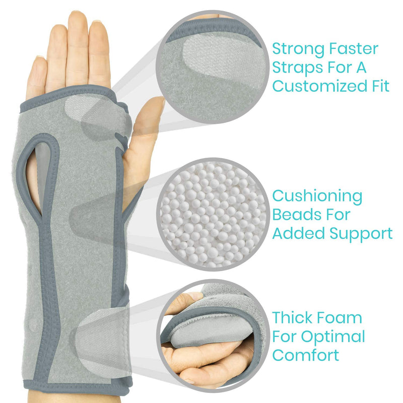 [Australia] - Vive Night Wrist Splint Brace - Left, Right Hand Sleep Support Wrap - Cushion Compression Arm Stabilizer for Carpal Tunnel, Men, Women, Kids, Sleep, Tendonitis, Athletic Sports Pain (Gray) Gray 