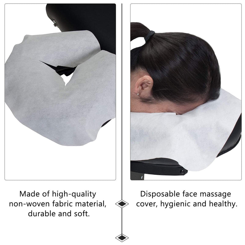 [Australia] - Ciieeo White Bed Sheet 100Pcs Disposable Face Massage Pads Face Cradle Covers Massage Face Covers for Massage Tables& Massage Chairs Round Pillow Covers 