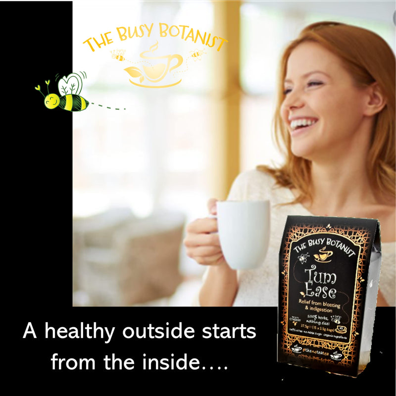 [Australia] - Tum Ease Herbal Tea Bags - Digestion Tea for Bloating Relief and Stomach Ease - Peppermint Tea with Ginger & Chamomile - Caffeine Free, Decaffeinated - 2 x 15 Loose Leaf Tea Bags by The Busy Botanist 