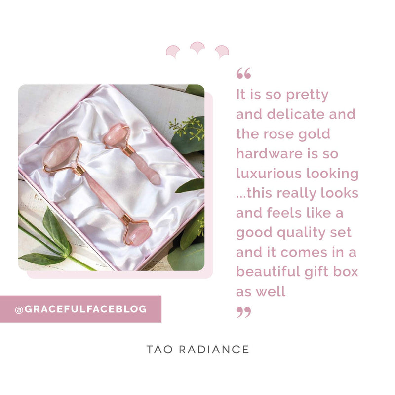 [Australia] - Tao Radiance Pink Jade Roller Set With 2 Rose Quartz Beauty Rollers For Reducing Eye Bags, Forehead Lines, Puffiness and Dark Circle Eye Treatment 