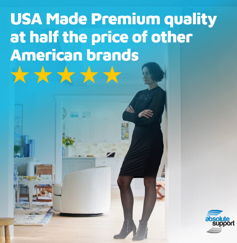 [Australia] - Made in USA - Sheer Compression Pantyhose 20-30mmHg for Women Circulation Medium Black 