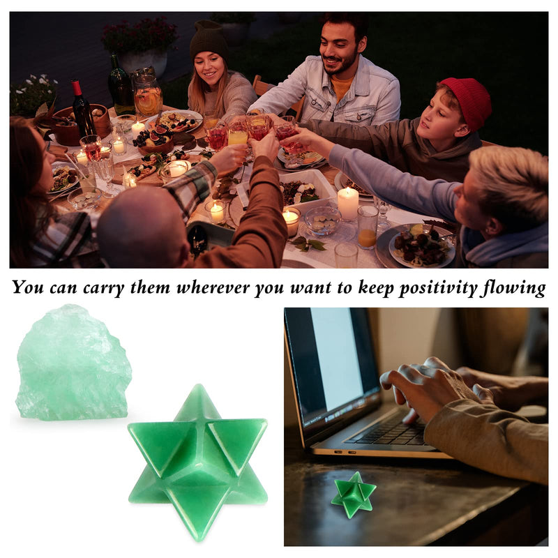 [Australia] - Hxswkk Green Aventurine Crystal Merkaba Stars Hand Carved Gemstones Therapy for Reiki Spiritual Energy Gifts 1inches 