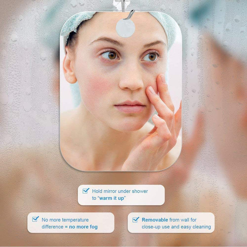 [Australia] - D.F.L LLC Deluxe Large Shower Mirror Fogless Shave Mirror (12 inX8 in) Anit-Fog Travel Shaving Mirror Fog-Free Shatterproof Shower Mirror Portable Wall Hanging Makeup Mirror (XL- Large Shower Mirror) 