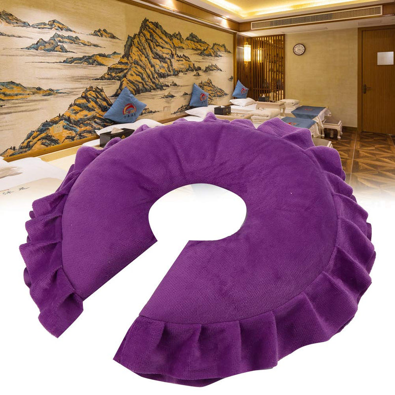 [Australia] - Face Pillow U-shaped Neck Support Cushion Massage Bed Face Pillow Spa Salon Massage Table Cradle Pillow Napping Cushion Soft Beauty Skin Care Travel Flight Head And Neck(Purple) 