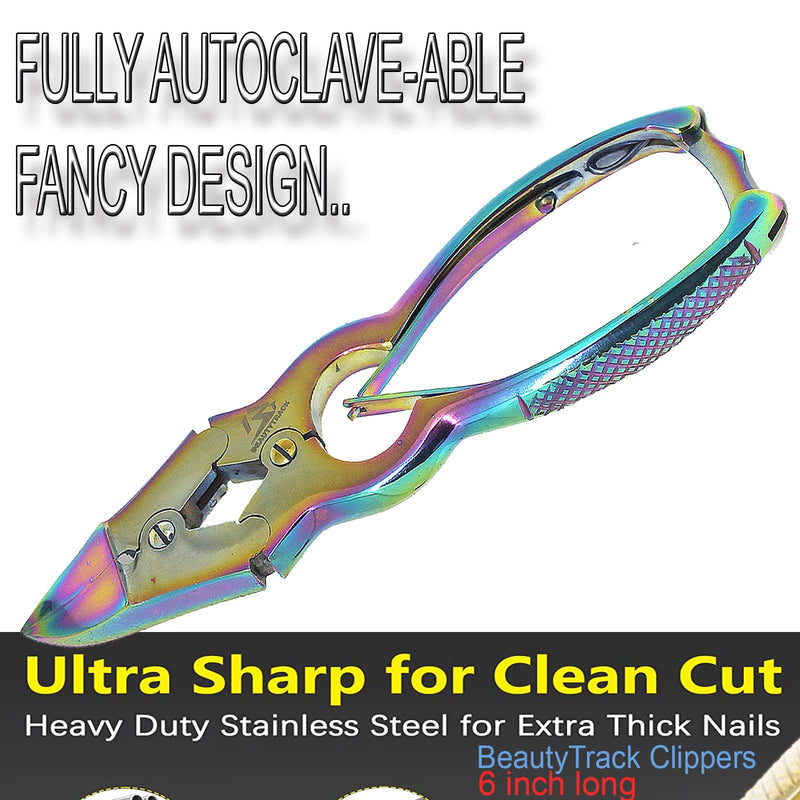 [Australia] - BeautyTrack Toenail Clippers for Thick Nail and Ingrown Toenails - Thick Nails - Multi Fancy Colour Podiatrist Toenail Clippers Plus Storage Case 