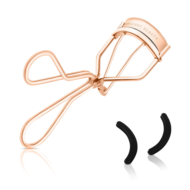 [Australia] - Brilliant Beauty Eyelash Curler with Satin Bag & Refill Pads - Award Winning - No Pinching, Just Dramatically Curled Eyelashes for a Lash Lift in Seconds (Rose Gold) Rose Gold 