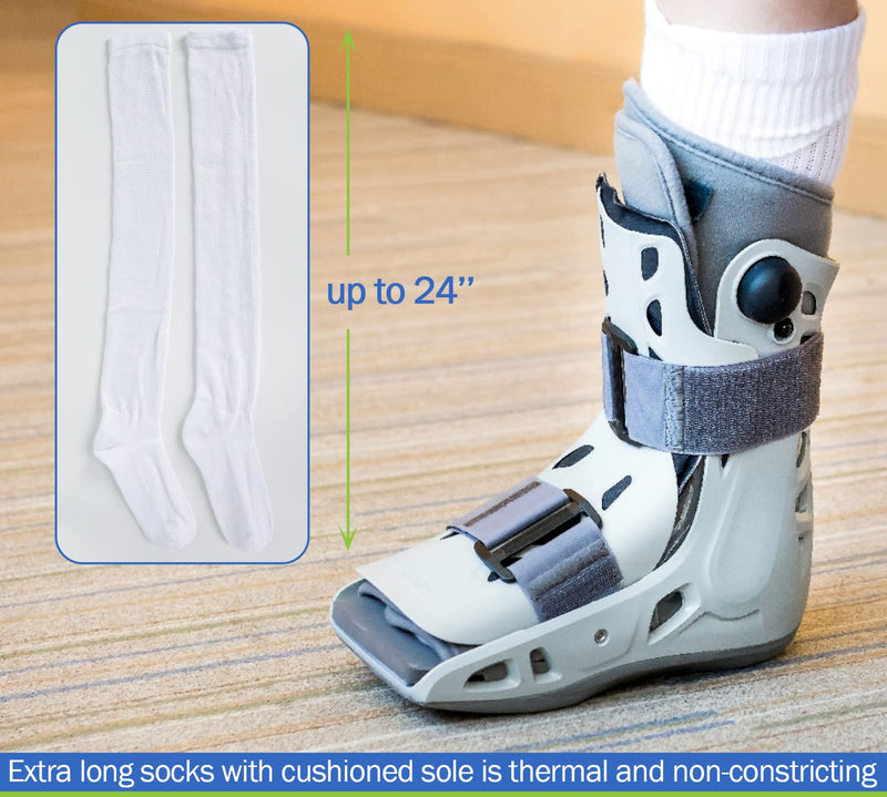 [Australia] - MD Foot Thera Walking Boot Replacement Socks Medical Liner for Orthopedic Brace Shoe Tube Socks Under Air Cam Walkers&Fracture Boot Casts 2BLK/2WHI 9-11 