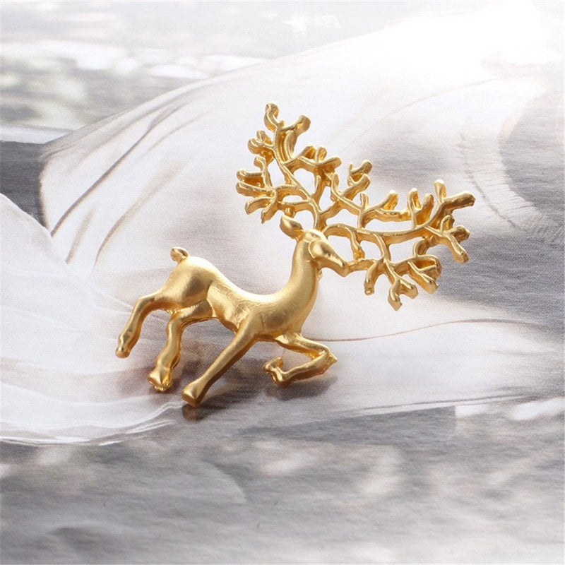 [Australia] - ASHMITA Pearl Water Diamond Deer Brooch Rose Golden Elk Head Ice Brooch Cute Fashion Unique Animal Christmas Pins Corsage for Unisex Women C 