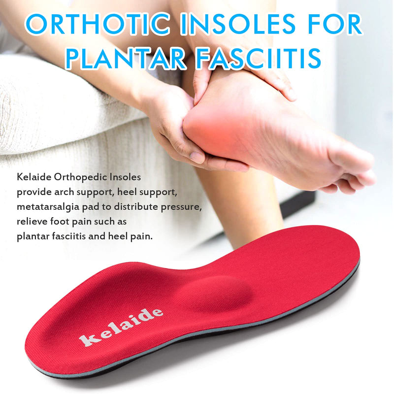 [Australia] - Orthotic Insoles, High Arch Support Soft Insert for Flat Feet, Plantar Fasciitis, Feet Pain, Foot Valgus, Over Pronation, Walking Fit Insoles for Men and Women UK-4-230mm Red 