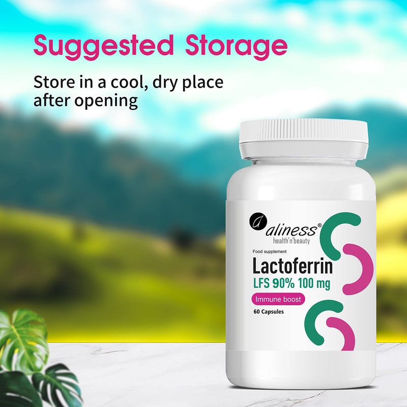 [Australia] - Lactoferrin, 60 capsules, LFS 90% 100mg, Aliness, improves the immune system function, gluten free, vegan 