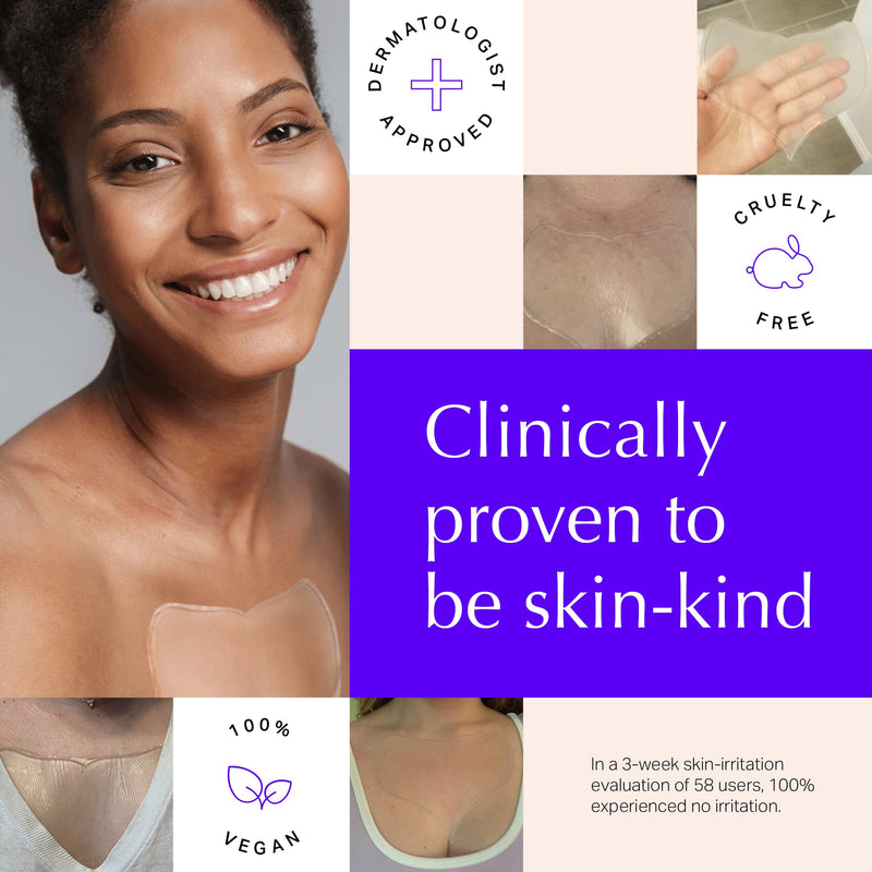 [Australia] - Chest Wrinkle Pads - Anti-Ageing Advanced Skin Firming Tightening & Moisturizing Treatment - Skin Safe Silicone Patches - Reusable Overnight Lift for Crepe Erase - Neck & Décolleté (1-mo Supply) 2 Chest Pads | Best Seller for Chest Wrinkle Pads 