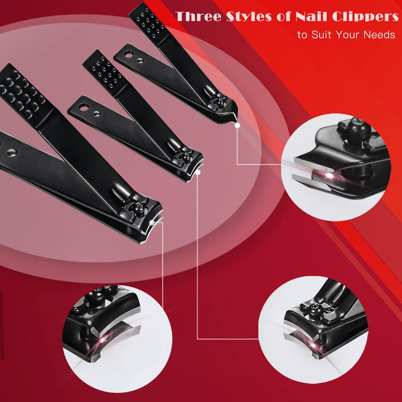 [Australia] - OWill Manicure Set, 18pcs Nail Clippers Pedicure Kit Nail Care Kit Manicure Professional Tools Gift For Men Women Friends and Parents (Black & Red) Black and Red 