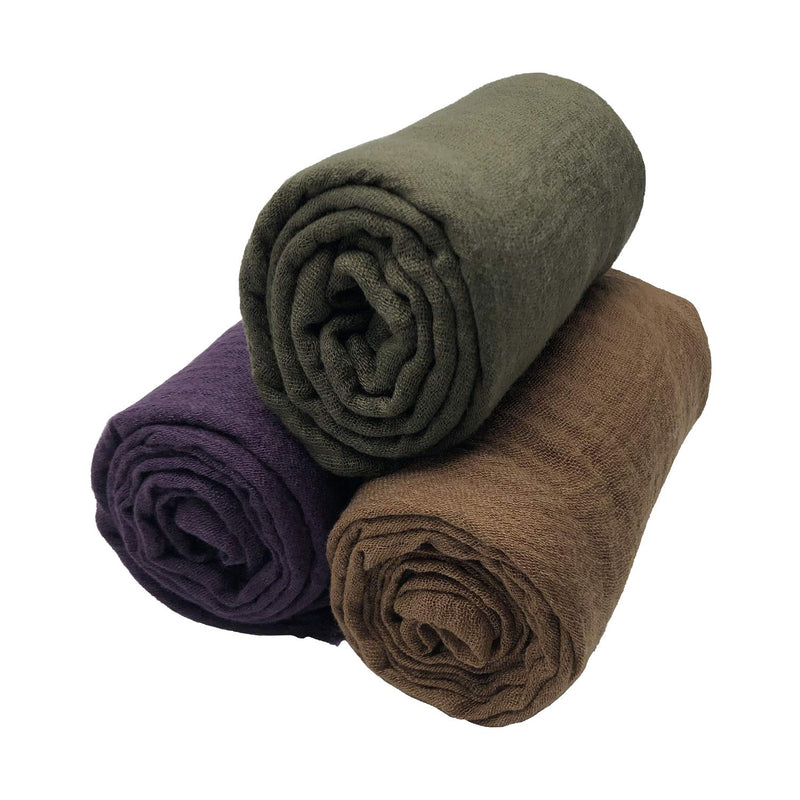 [Australia] - MANSHU 3 PCS Women Soft Scarf Shawl Long Scarf. Army Green, Dark Purple, Dark Brown 